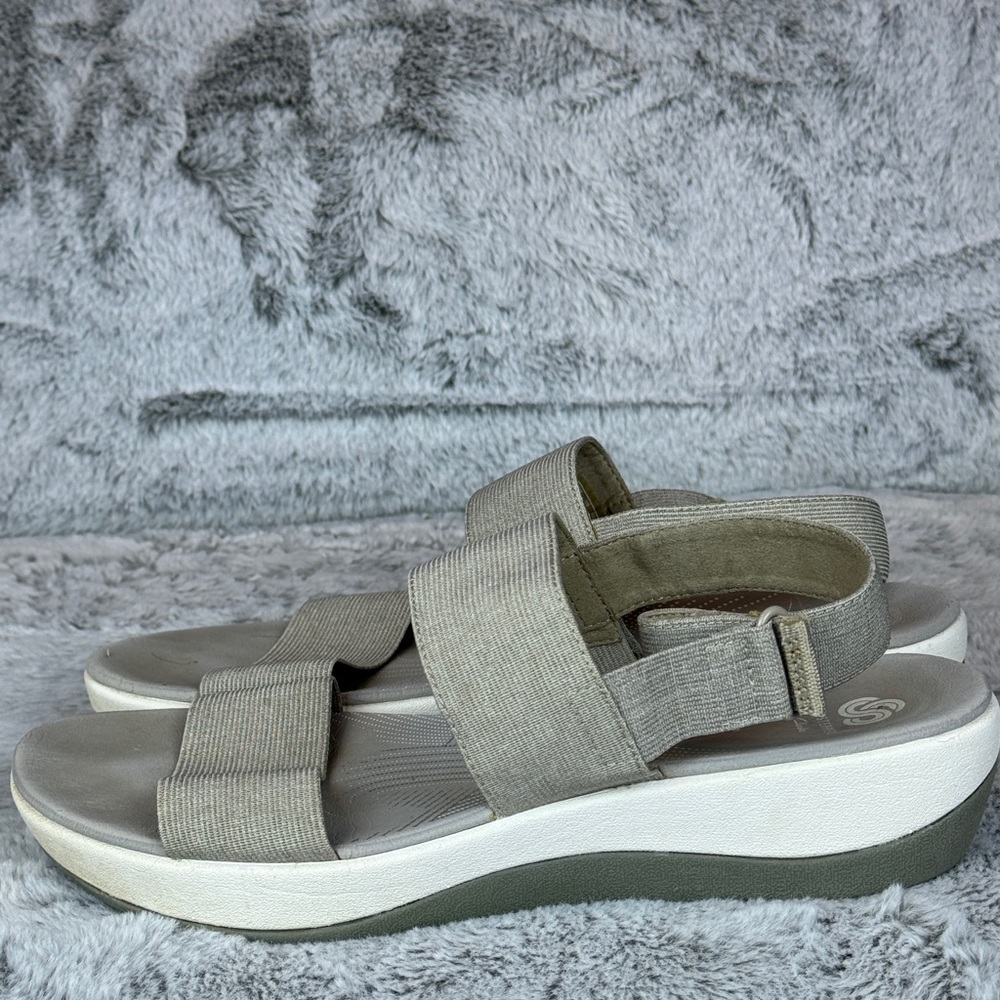 Cloudsteppers by Clarks Arla Jacory Gray Elastic Strap Sand Sandal- Sz 9M - Picture 2 of 8